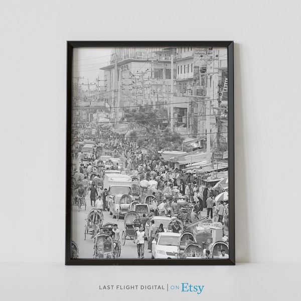 Bangladesh Poster, Dhaka Print, Cityscape, Skyline, Dhaka Poster, Bangladesh Print, Black and White, Downtown, Market, Suburbs, City Streets