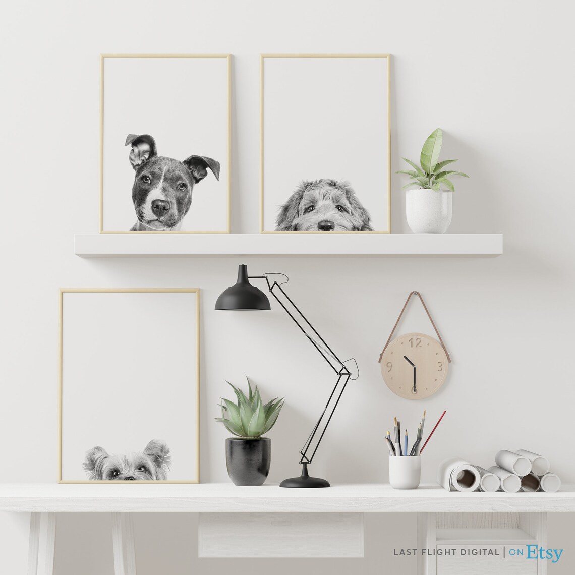 Dog Print Set of 3 Peeking Terrier Labradoodle Yorkshire - Etsy