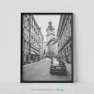 Sweden Print, Stockholm Poster,  Storkyrkan Church, Stockholm Cityscape, Sweden Poster, Stockholm Print, Black White Photography, Europe