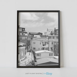 Chile Poster, Valparaíso Print, Cityscape, Chile Print, Black White Photography, Skyline, Downtown, South America, Valparaíso Poster