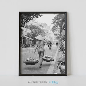 Vietnam Print, Hanoi Poster, Night Market, Hanoi Print, Vietnam Poster, Wall Art, South East Asia, Black White Photography, City Streets
