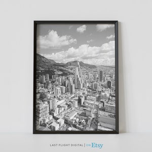 Colombia Poster, Bogota Poster, Cityscape, Skyline, Colombia Print, Black White Photography, South America, Bogota Print, Downtown, Wall Art