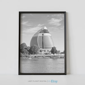Sudan Print, Khartoum Poster, Nile River, Burj Al-Fateh, Sudan Poster, Khartoum Print, Black White Photo, Africa Print, Cityscape, Skyline