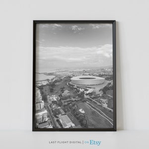 South Africa Poster, Cape Town Poster, Cape Town Stadium, Africa Wall Art, Cape Town Print, Black White Photography, Africa Decor, Cityscape