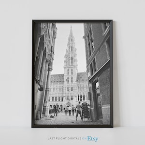 Belgien Druck, Brüssel Poster, La Grand-Plate, Brüssel Druck, Belgien Wandkunst, schwarz weiß Fotografie, Europa, Belgien Poster