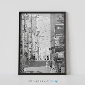 Korea Print, Seoul Poster, Downtown, City Streets, Korea Poster, Seoul Print, South Korea Art, Black White and Photography, Asia Photography