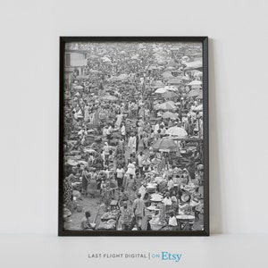 Nigeria Print, Lagos Poster, Oshodi Market, Nigeria Poster, Lagos Print, Black White Photography, Africa Print, Balogun Market, City Streets