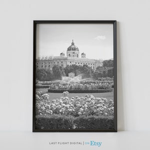 Vienna Print, Austria Poster, Volksgarten, Vienna Wall Art, Black and White Photo, Europe, City Streets, Austria Print, Cityscape