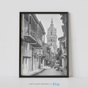 Colombia Print, Cartagena Poster, Cathedral of Cartagena, Colombia Poster, Black White Photography, South America, Columbia Wall Art