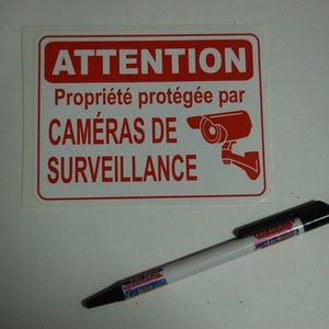FRENCH WARNING STICKER video camera surveillance window door home office