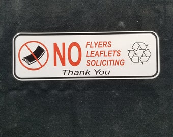 2 NO Flyers Soliciting vinyl sticker home security outdoor safety Mail Box Door