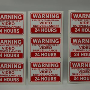 9 SECURITY warning stickers video SURVEILLANCE camera Decal STICKER property home cctv 24 hours