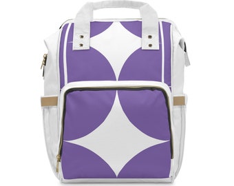 White & Purple Multifunctional Diaper Backpack