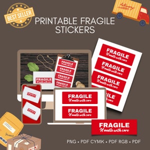 Fragile Label Stickers 2x6 Inch Printable Perfect for Moving, Shipping ...