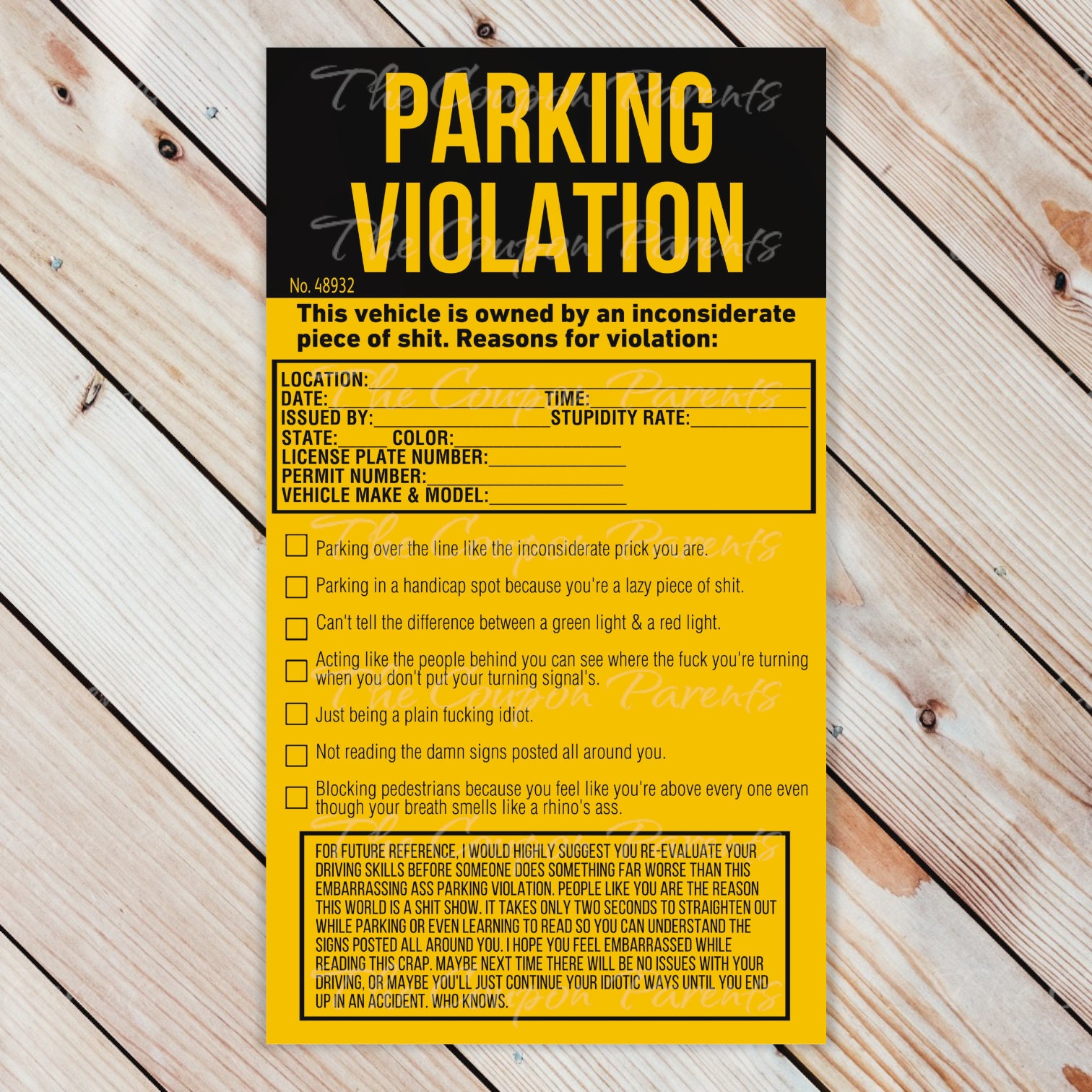 Printable Parking Ticket Printable Parking Ticket