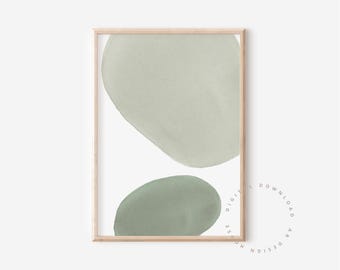 Organische Formen Wandkunst, Japandi Neutrale Malerei, Skandinavische Wandkunst, Scandi Minimalistisches Dekor, Salbeigrüner Kindergarten (Digitaler Download)