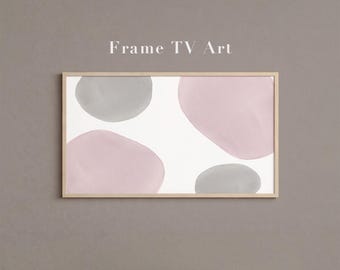 Arte para televisores con marco: Formas orgánicas en rosa rubor, arte digital 4K, Samsung Frame TV, decoración minimalista japonesa texturizada, descarga de arte de estilo escandinavo.