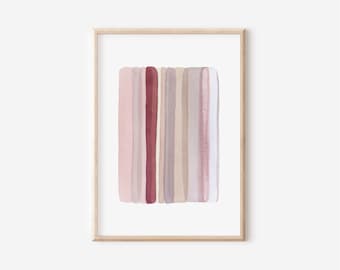 Arte mural abstracto color burdeos, estampado en tonos rosa pálido beige cálido, obra de arte moderna color malva, arte mural Japandi, decoración mural escandinava (descarga digital)