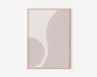Arte mural Japandi: Láminas con formas orgánicas en tonos beige, decoración escandinava, arte de lujo discreto para la sala de estar, lámina en tonos rosa y beige suaves.