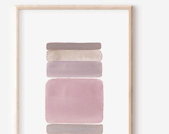 Lámina decorativa de pared Japandi en rosa empolvado para imprimir, obra de arte minimalista en rosa suave, arte abstracto neutro para pared, decoración de pared escandinava (descarga digital)