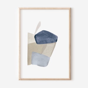 Apple Wall Art, Dusty Blue Decor, Farmhouse Kitchen decor, Light Blue Wall Art, Navy and Neutral Color Preppy Wall Art