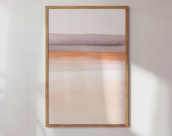 Lámina artística costera color naranja quemado, arte mural playero, decoración de estilo escandinavo, arte Japandi, póster artístico de lujo discreto, lámina color malva empolvado beige.