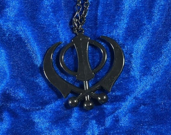 Steel Khanda, Car Hanging, Black Metal Khanda, Silver Khanda, Car Decor, Sikh Items