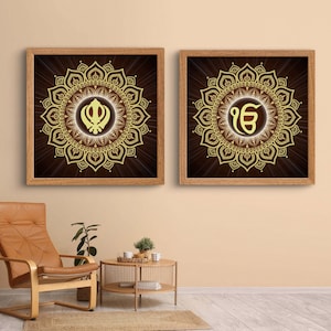 Khanda Ek Onkar Mandala Digital Print Wall Poster, Sikh Home Decor, Sikh Digital Prints,