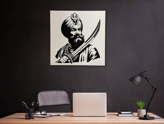 Sikh Warrior, HAND MADE Foil Art, Wall Decor, Sikh Home Decor, Sikh Guru Painting, Sikh Wall Art, Sikh Gift Items,