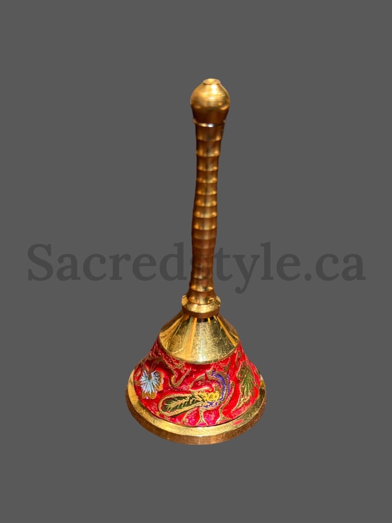 Brass Bell Ghanti, Traditional Indian Bell, Hand Bell, Hindu Rituals Pooja Accessory Item,