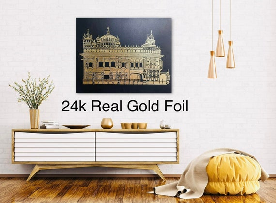 Handmade 24K Real Gold Foil Art, The Golden Temple, Siri Darbar Sahib,Amritsar saab, Home Decor, Wall Decor, Mothers day, Sikh Gift items,