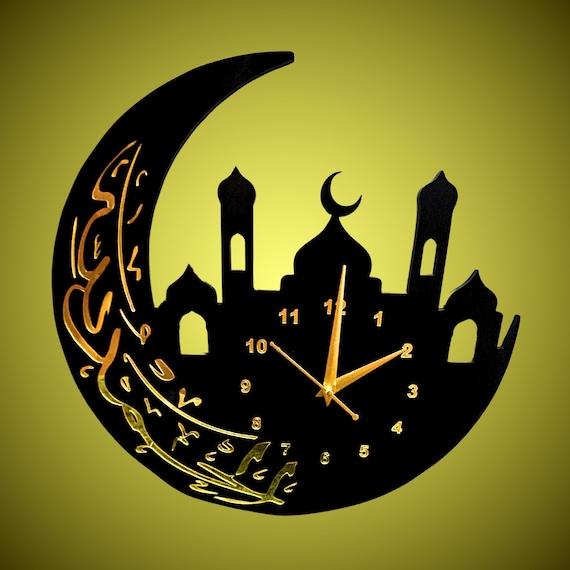 Luxury Alhamdulillah Wall Clock | Islamic Wall Decor | Modern Muslim Home Decor | Premium Arabic Wall Hanging | Black Gold Wall Art