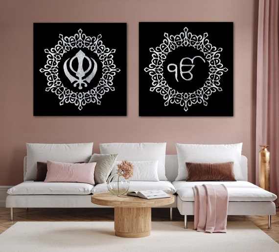 Khanda, Ek Onkar Mandala, Set of two, Wall Art, Sikh Home Decor, Sikh Wall Decor, Sikh Gift Items,