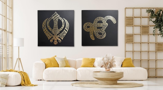 Khanda, Ek Onkar Mandala, Set of two, Sikh Wall Art, Sikh Home Decor, Sikh Wall Hanging, Sikh Wall Decor, Punjabi Gift items, Sikh Items,