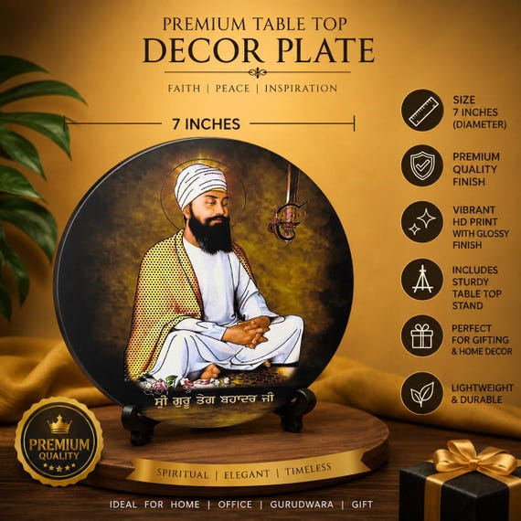 Guru Tegh Bahadur Ji Table Top Decor | Sikh Home Decor | Wooden Guru Sahib Saroop | Punjabi Religious Gift | Desk Decor | Housewarming Gift
