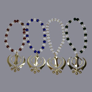 Khanda, Beads, Punjabi Car Hanging, Sikh Car Decor,