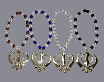 Khanda, Beads, Punjabi Car Hanging, Sikh Car Decor,