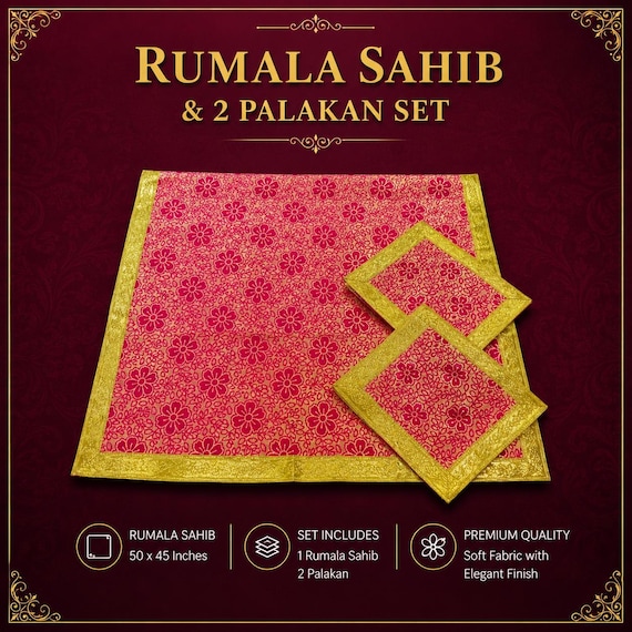 Premium Sanchi Sahib Rumala Set | Printed Rumala Sahib with Gota Work | Sikh Religious Gift