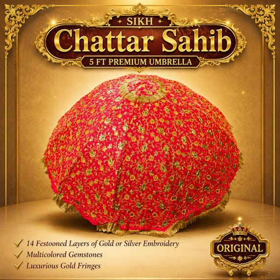 Chattar Sahib | Shatar Sahib | Sikh Gurudwara Umbrella | Embroidered Palki Sahib Chattar | Sikh Religious Decor | Handmade Punjabi Gift