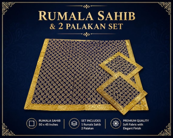 Premium Sanchi Sahib Rumala Set | Printed Rumala Sahib with Gota Work | Sikh Religious Gift