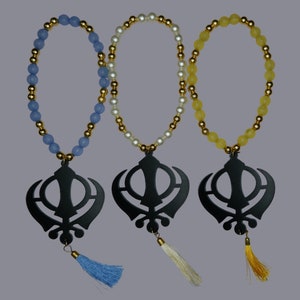 Khanda, Beads, Punjabi Car Hanging, Sikh Car Decor,