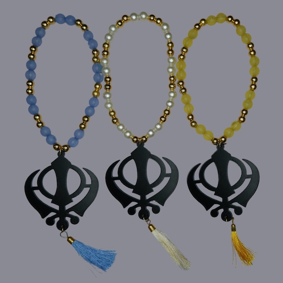 Khanda, Beads, Punjabi Car Hanging, Sikh Car Decor,