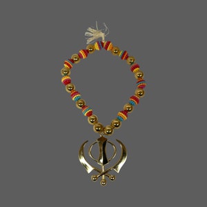 Khanda Car Hanging, Beads, Car Decor, Rear View mirror ornament, Metal Khanda, Sikh Gift Items,