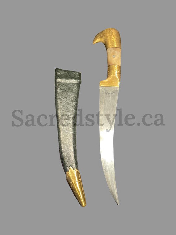 Hand Made Sarbloh Khanjar with Brass Handle, Baaz Khanjar, Pesh Kabz, Sikh Kakar, Kukri, Kakkar,  Sikh Gift Items