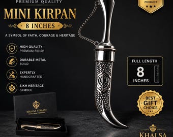 8 inch stalen Kirpan Siri Sahib - Handgemaakt Sikh Kakar & religieus ceremonieel mes - Punjabi cadeauartikel voor Vaisakhi