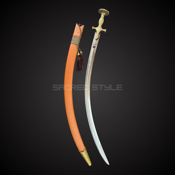 Big Kirpan, Sikh Sword made of Sarbloh with Brass Handle, Kakkar,