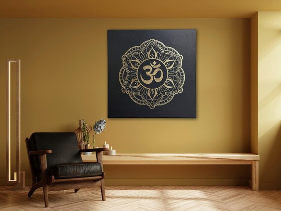 Hand Made Om Mandala, Hindu Art, Wall Hanging, Home decor, Hindu Items