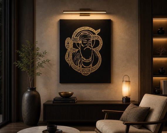 Guru Nanak Dev Ji Foil Art Canvas | Premium Sikh Wall Decor | Ek Onkar Artwork | Large Spiritual Statement Piece | Framed Canvas Gift