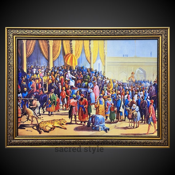 Maharaja Ranjit Singh Darbar Photo Frame 23x17 in, Sikh Photo Frame, Sikh home Decor, Panjabi Posters, Punjabi Gift items,