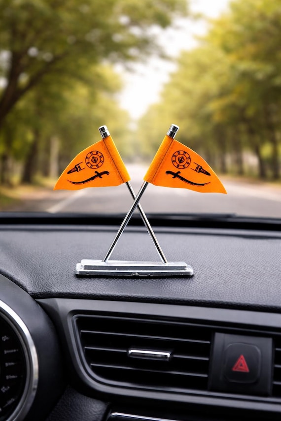 Puratan Nishan Sahib Car Dashboard Idol, Sikh Flag, Sikh Raj, Jhanda, Car- Truck dashboard decor, Sikh Items,